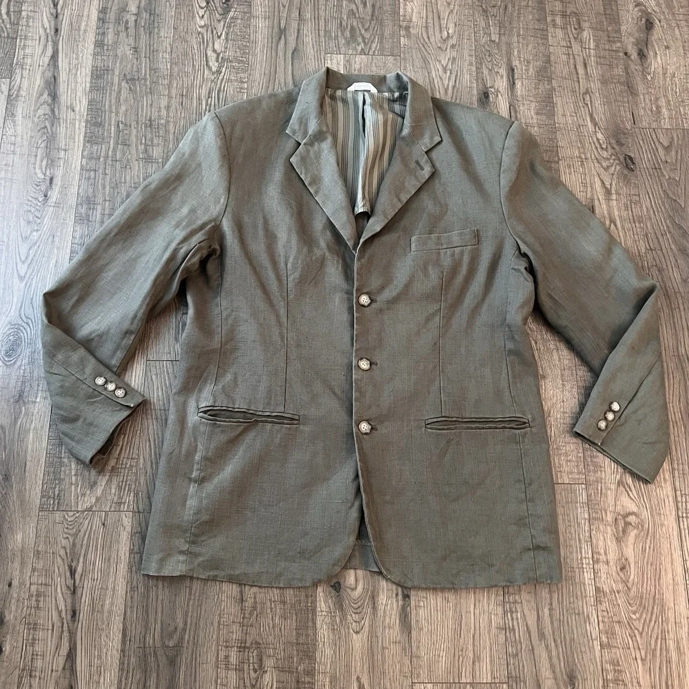 Vintage Gap 100% Linen Men's Blazer Medium‎ FADED GREEN